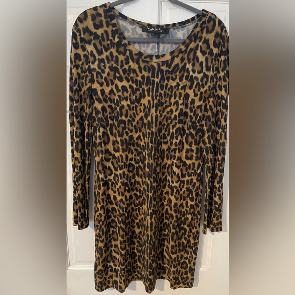 Nicole Miller leopard print sheath dress/tunic.  Size L excellent condition